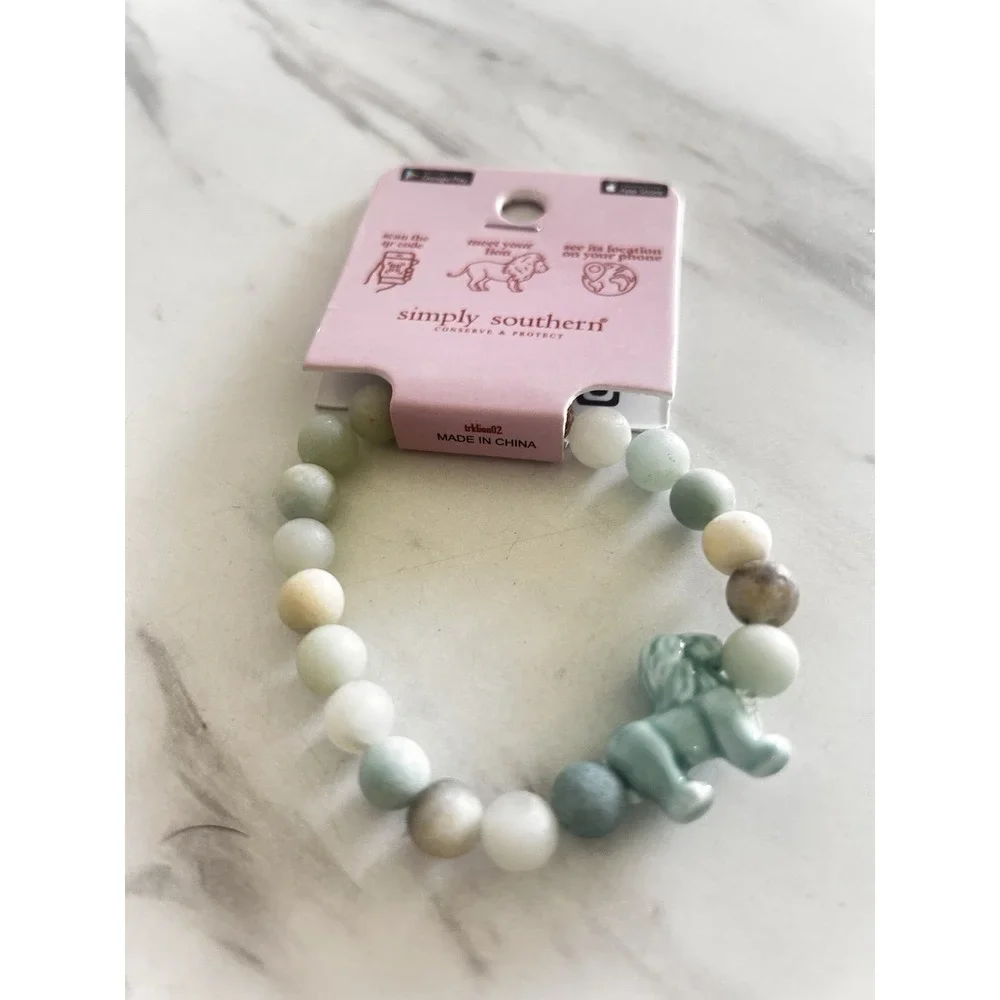 Simply Southern Conserve & Protect Tracking Lion Bracelet Multi-Colored Stones 8